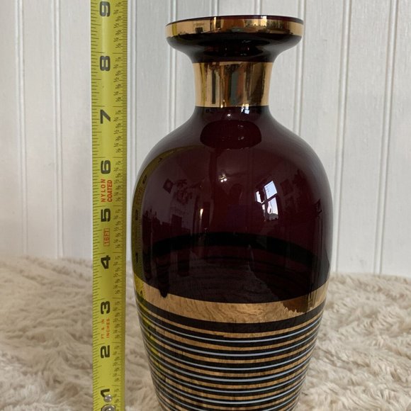 Vintage Bohemian Czech Glass Borske Sklo Amethyst Decanter & 5 Tumbler Glasses - Picture 12 of 15